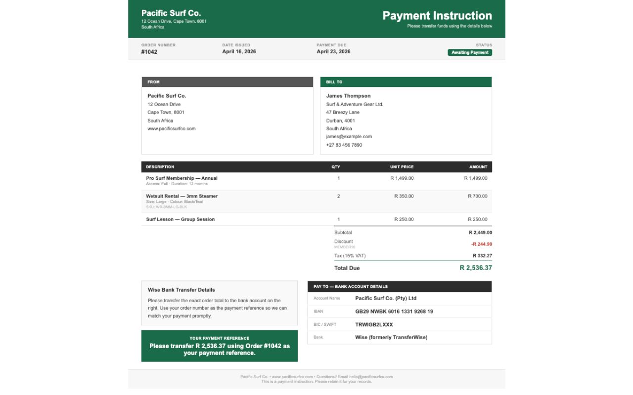Payment Instruction Pdf Sample