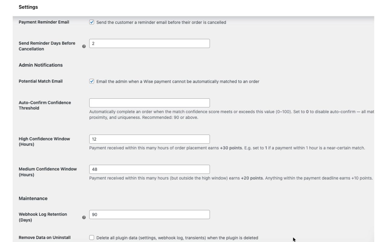 Wise Payments Settings Part 4